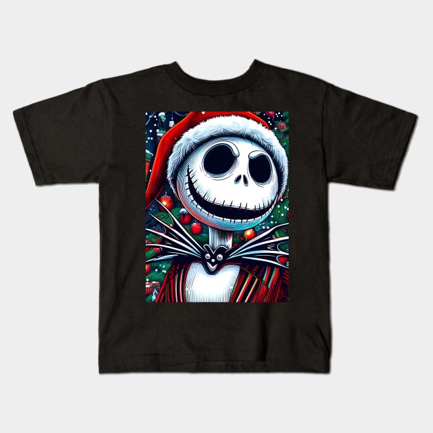 Elevate Your Holidays: Unique Jack Skellington Christmas Art for a Whimsical Celebration! Kids T-Shirt by insaneLEDP